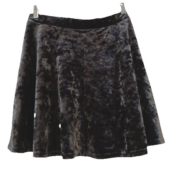 Topshop Blue Gray Crushed Velvet Skater Mini Skirt Y2k Flowy Fairy Whimsigoth - Picture 1 of 8